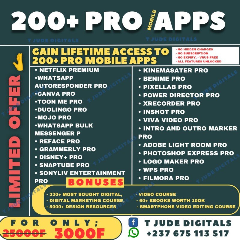 200+ Premium Mobile Apps